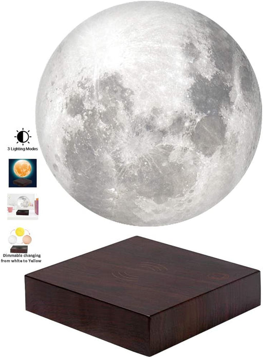 Vgazer Moon Lamp 3D Printing Magnetic Levitating Moon Light Lamps for Home、Office Decor, Creative Gift-6 Inch,Has 3 Colors Modes(Ye,Wh,Change from WH to YE)