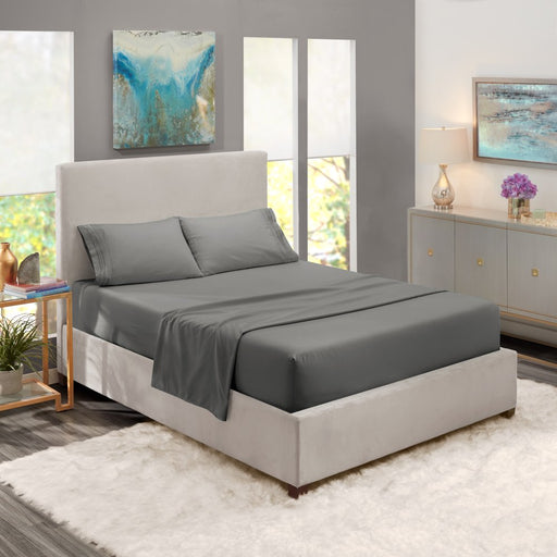 Bed Sheets Set, Deep Pocket 4-Piece, Hotel Luxury Soft Microfiber, Queen Size Sheets, Gray