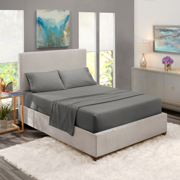 Bed Sheets Set, Deep Pocket 4-Piece, Hotel Luxury Soft Microfiber, Queen Size Sheets, Gray