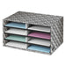 Decorative Eight Compartment Literature Sorter, Letter, Black/White Brocade Design (6171301)