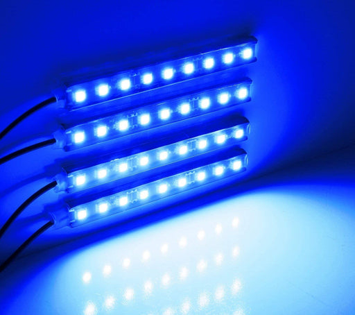 Car LED Strip Light,  4Pcs 36 LED Car Interior Lights under Dash Lighting Waterproof Kit,Atmosphere Neon Lights Strip for Car,Dc 12V(Blue)