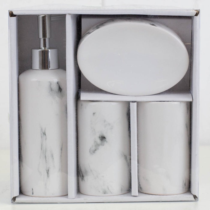 Home Basics 4 Piece Ceramic Bath Accessories Sets, White