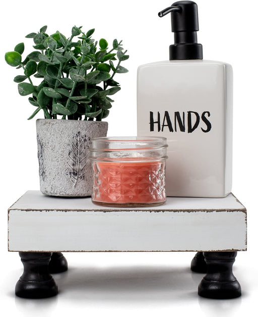 Decorative Wood Riser for Display - Beautiful Wooden Farmhouse Pedestal Stand Uniquely Displays Your Decorations - the Perfect Display Tray for Your Home and Kitchen Decor