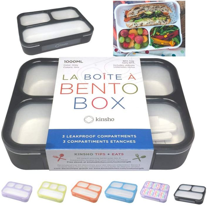 Bento Lunch Box Kids & Adult: Leakproof Lunch Containers for Boys & Girls with 3 Compartments - School, Daycare, Meal Planning Portion Control Container, Bpa-Free Boxes, Utensils | Blue Purple 2 Pack