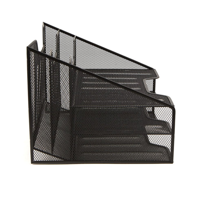 Mind Reader 3 Tier 5 Compartments Desk Organizer Tray, Black