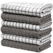 Premium Kitchen Towels (16”X 28”, 6 Pack) – Large Cotton Kitchen Hand Towels – Chef Weave Design – 380 GSM Highly Absorbent Tea Towels Set with Hanging Loop – Grey