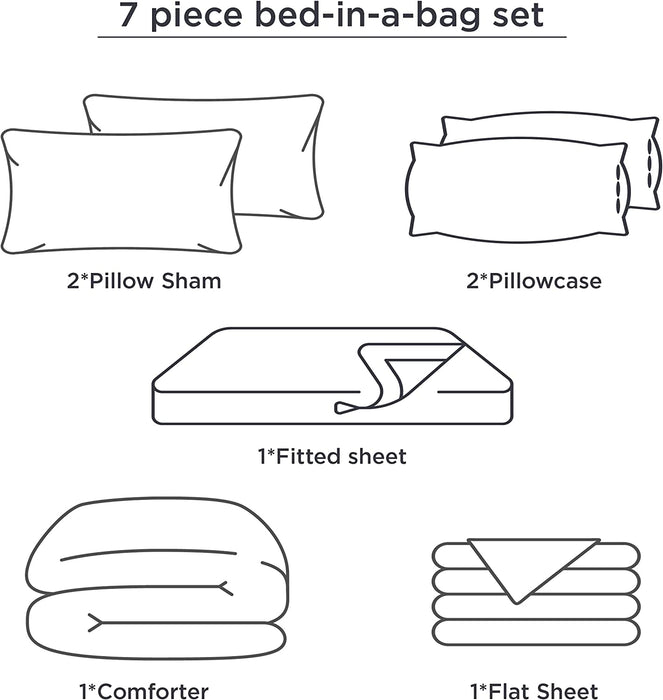 Bedsure Bed in a Bag Full Size 7-Piece Burnt Orange White Striped Bedding Comforter Sets All Season Bed Set, 2 Pillow Shams, Flat Sheet, Fitted Sheet and 2 Pillowcases