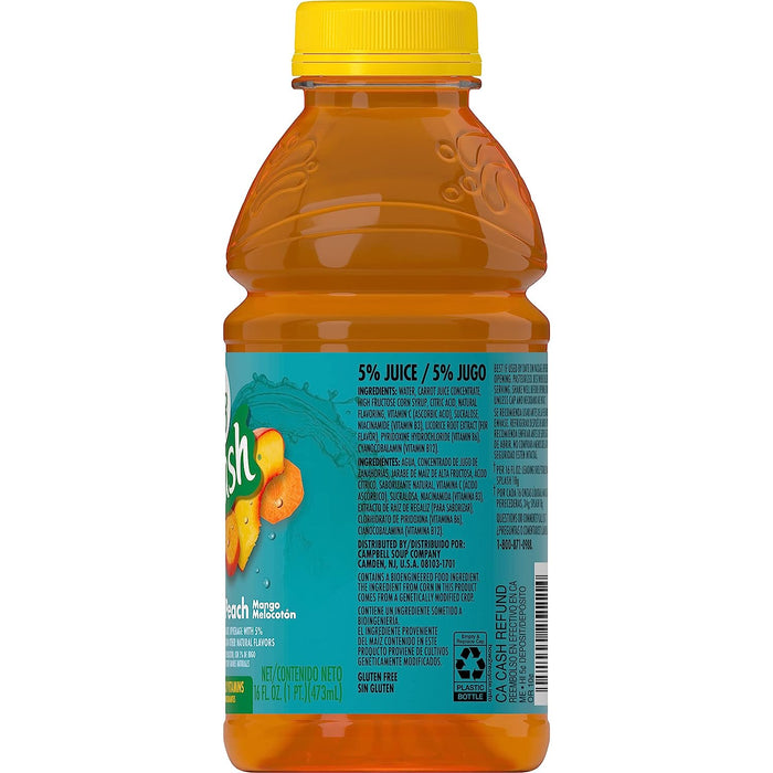 V8 Splash Mango Peach Flavored Juice Beverage, 16 FL OZ Bottle (Pack of 12)
