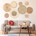 9 Pcs Boho Basket Wall Decals round Modern Peel and Stick Removable Decal Adhesive Nursery Decor for Bedroom Living Room Office Wall, Just Stickers (Retro Style)