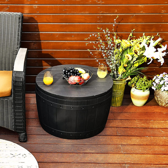 33 Gallon round Deck Box, Outdoor Storage Box for Patio Furniture,Patio Table for Cushion, Pool Accessories, Outdoor Toys, Waterproof Resin & Easy Assembly & Lightweight, Black