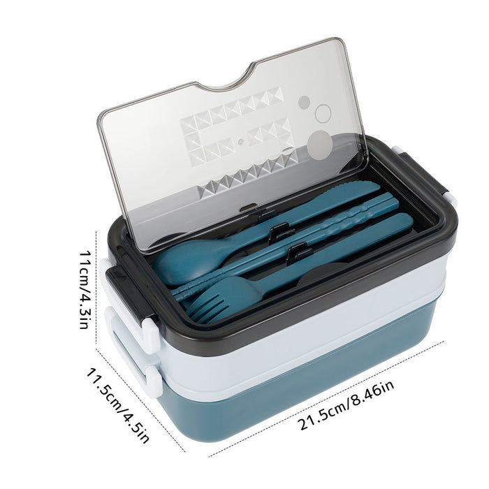Bento Boxes 2-Layer 3-Compartment Bento Lunch Box with Spoon & Fork Portable Food Warmer School Lunch Box Bento for Children,Kids and Adult Portable Picnic Storage Boxes