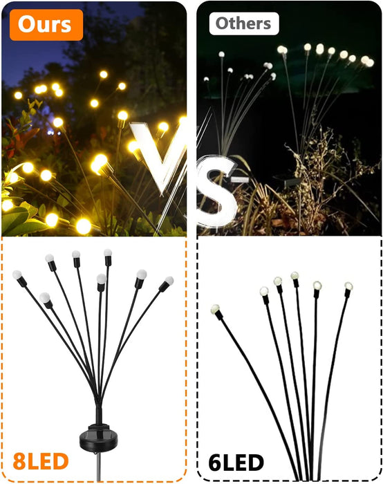 Solar Garden Lights-New Upgraded 4 Pack 8 LED Solar Powered Firefly Lights 4 Pack Solar Firefly Lights Outdoor Waterproof Vibrant Garden Lights for Patio Pathway Decoration, Warm