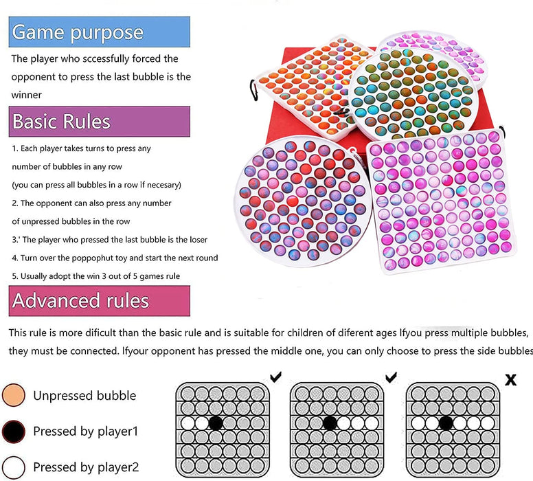Fidget Sensory Toy, Push Big Size Pop It 100 Bubbles Sensory Toy, 1 Pack Square Silicone Puzzle Toy, Stress Pressure Relieving for Kids, Adults for Relaxing(Ombre)