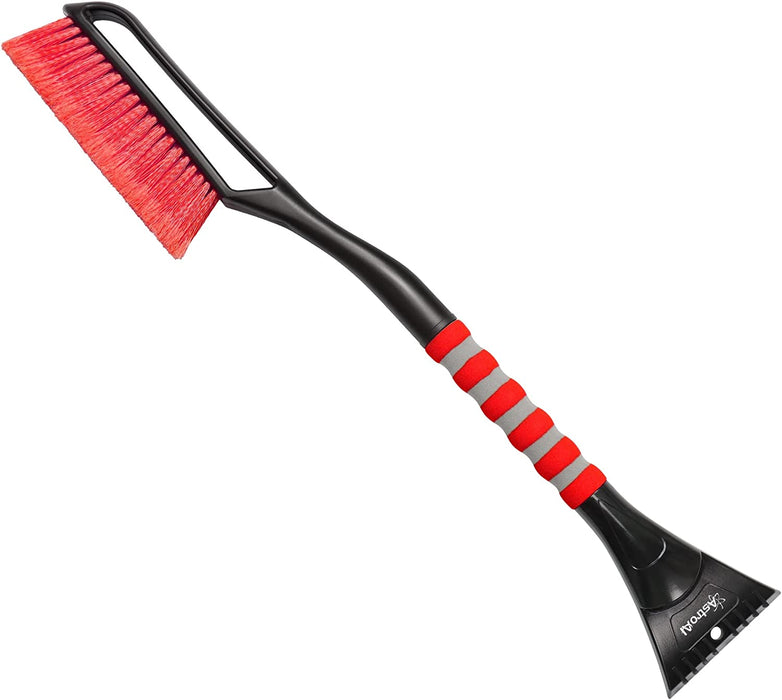27 Inch Snow Brush and Detachable Ice Scraper with Ergonomic Foam Grip for Cars, Trucks, Suvs (Heavy Duty ABS, PVC Brush)