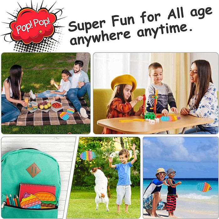 Pop It Fidget Toys Pop Its Fidgets, Silicone Fidget Toy Pack Poppet Figit Sensory Toys Popit Popits Popper Poppers Ice Cream Strawberry Hamburger Toy Gifts