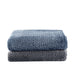 Melange Waffle Texture with Velvet Plush Fleece Dual Layer Reversible Throw Blanket, 50" X 60", Navy and Blue