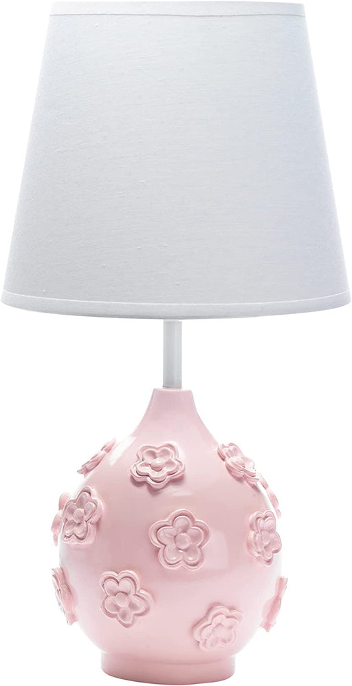 Signature Botanical Baby Pink Floral Nursery Lamp with Shade & Bulb