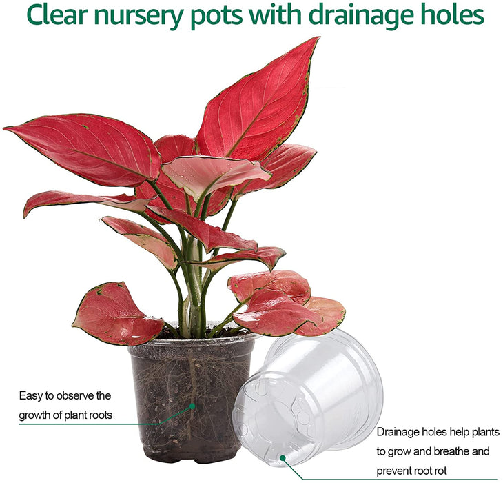 Clear Nursery Pots with Humidity Dome 30 Sets 4" Transparent Plastic Plant Pot Seedling Planter Seed Starter Pots Flower Pot with 10Pcs Plant Labels for Indoor Outdoor Garden