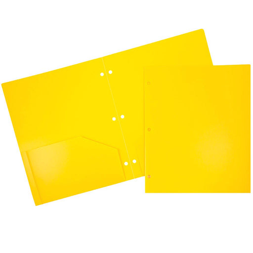 JAM Heavy Duty Plastic 3 Hole Punch School Folders with Pockets, 6 per Pack
