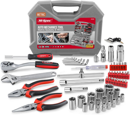 Tools 67Pc Metric Auto Mechanic Tool Set, Motorcycle & Car Tool Kit, Auto Repair Tool Set with Pliers, Screwdriver Set, Socket Kit & Tool Box Storage Case for Cars, Trucks, Boats Rvs & Jeeps.