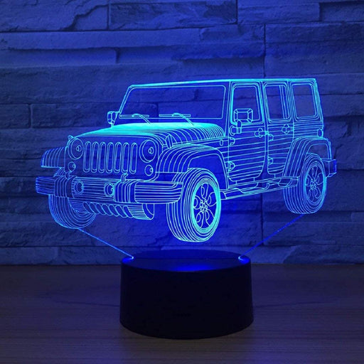Car Gifts Night Lights for Kids Birthday Gifts 3D Illusion Lamp Optical Desk Table Touch Nursery Party Western Children Bedroom Decor 7 Color Change USB Car Toy for Boys Room and Baby Gifts (Jeep)