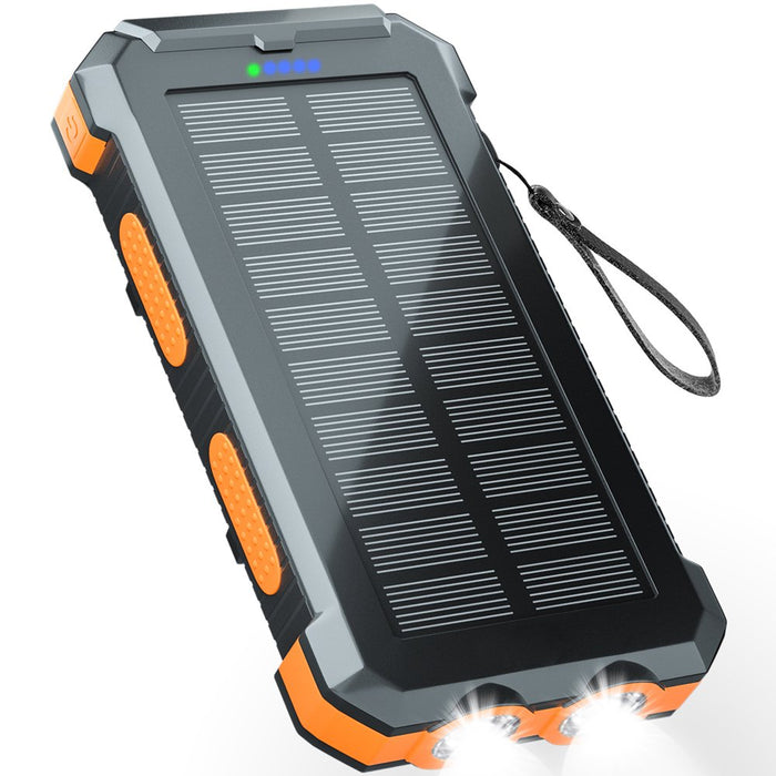 Durecopow 30000Mah Solar Charger for Cell Phone Iphone, Portable Solar Power Bank with Dual 5V USB Ports, 2 Led Light Flashlight, Compass Battery Pack for Outdoor Camping Hiking (Orange)