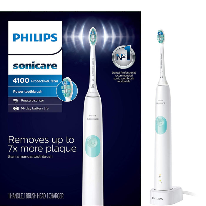 4100 Power Toothbrush, Rechargeable Electric Toothbrush with Pressure Sensor, Black HX3681/24