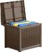 22-Gallon Small Deck Box - Lightweight Resin Indoor/Outdoor Storage Container and Seat for Patio Cushions, Gardening Tools and Toys - Store Items on Patio, Garage, Yard - Mocha Wicker