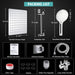 Shower Head, 8 Inch High Pressure Rainfall Shower Head/Handheld Shower Combo with 11 Inch Extension Arm, 9 Settings Adjustable Anti-Leak Shower Head with Holder/Hose, Height/Angle Adjustable