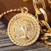 Mjartoria Gold Layered Necklaces for Women Trendy Retro Coin Pendant Gold Necklace Dainty Chunky Link Chain Choker Necklaces for Girls Jewelry Birthday Gifts