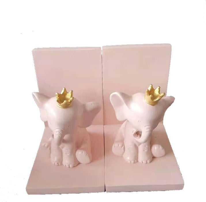 Resin Bookends Pink Elephant Nursery Baby Girl Room Kids Children Room Decorative Bookends - 1 Pair