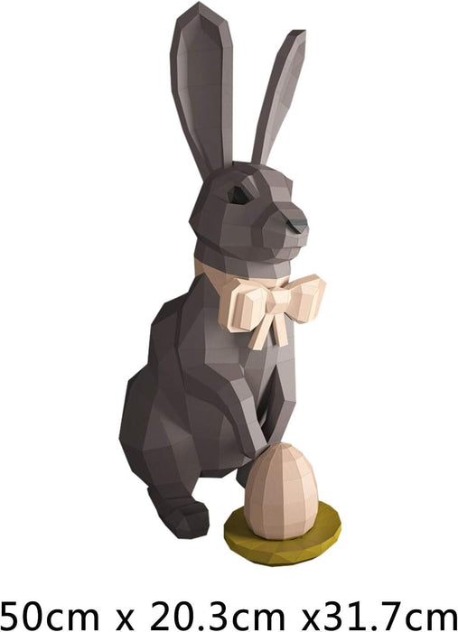 Model Home Animal 3D Decor Bow Living Art Sculpture Easter Rabbit Toy Card Paper Home Decor Easter Crafts (Green, One Size)