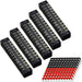 Terminal Block and Strip - 12Pcs (6 Sets) 4 Positions Dual Row 600V 25A Screw Terminal Strip Blocks with Cover + 400V 25A 4 Positions Pre-Insulated Terminals Barrier Strip Black & Red
