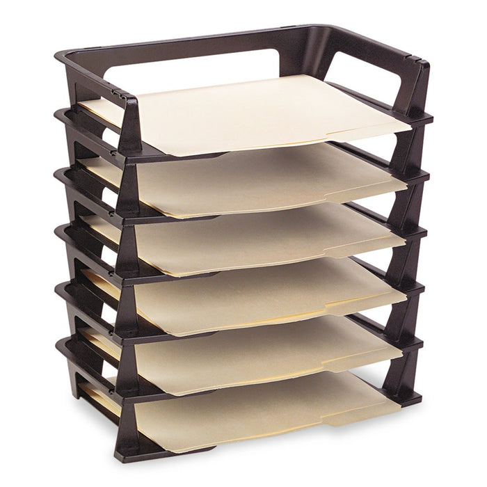 Rubbermaid, RUB86028, Regeneration Stacking Letter Trays, 6 / Pack, Black