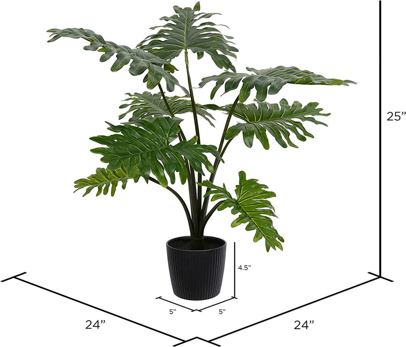 Everyday Artificial Grand Philodendron Bush 25" Tall - Green Indoor Potted Philo Bush - Faux Decor for Home or Office Greenery