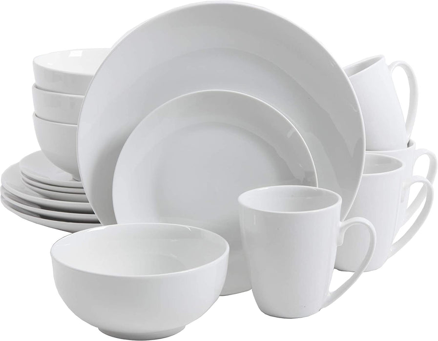 Gibson Home Zen Buffet Porcelain Dinnerware Set, Service for 6 (30Pcs), White (Coupe)