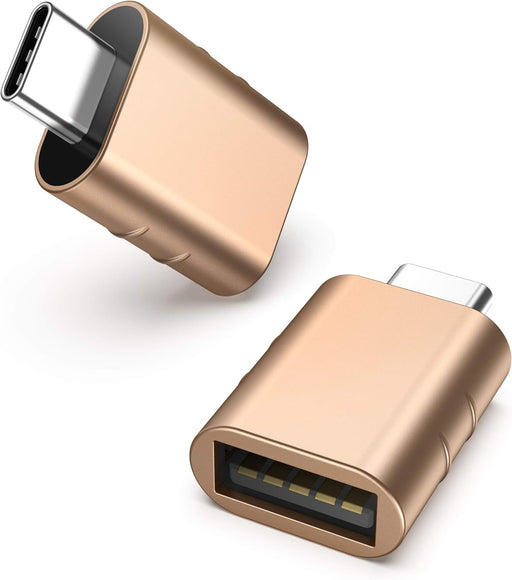 USB C to USB Adapter [2 Pack] USB C Male to USB3 Female Adapter Compatible with Iphone 15 Pro Max Imac Ipad Mini/Pro 2021 Macbook Pro Air 2023 and Other Type C Devices, Gold