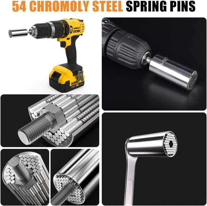 Super Universal Socket Tools Gifts for Men - Christmas Stocking Stuffers for Men Grip Socket Set with Power Drill Adapter Cool Stuff Ideas Gadgets for Men Birthday Gifts for Dad Women Husband (7-19Mm)