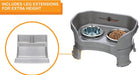 Neater Feeder Deluxe with Leg Extensions for Small Dogs - Mess Proof Pet Feeder with Stainless Steel Food & Water Bowls - Drip Proof, Non-Tip, and Non-Slip - Gunmetal Grey