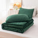 Dark Green Comforter Queen Set 3Pcs Boho Ball Pom Pom Bedding, Aesthetic Emerald Green Comforter Queen Sized Bed Set Forest Green Dark Green Bed Set for Women Men (1 Comforter 2 Pillowcases)