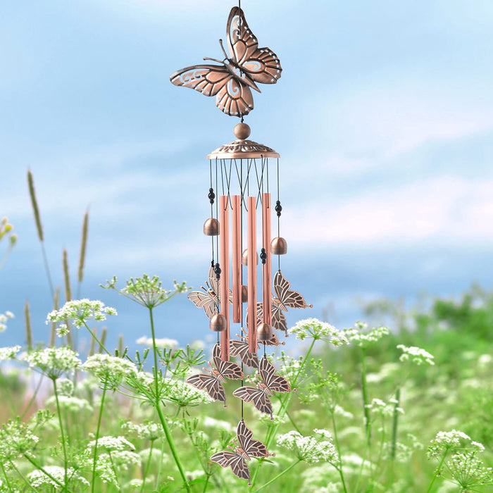 Butterfly Wind Chimes, Christmas Wind Chimes, Gifts for Mom Copper Metal Butterfly Chimes, Birthday Gifts Mother'S Day for Mom Gifts Gifts for Grandma Gifts for Women Gardening Gifts Butterfly Gifts