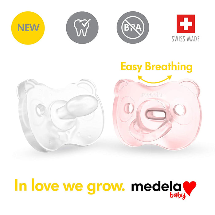 Baby Pacifier | 0-6 Months | Includes Sterilizing Case | 2-Pack | Soft Silicone | Bpa-Free | Supports Natural Suckling | Pink and Clear