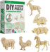 Hands Craft DIY 3D Wooden Puzzle – 6 Assorted Wild Animals Bundle Pack Set Brain Teaser Puzzles Educational STEM Toy Adults and Kids to Build Safe and Non-Toxic Easy Punch Out Premium Wood JP2B8