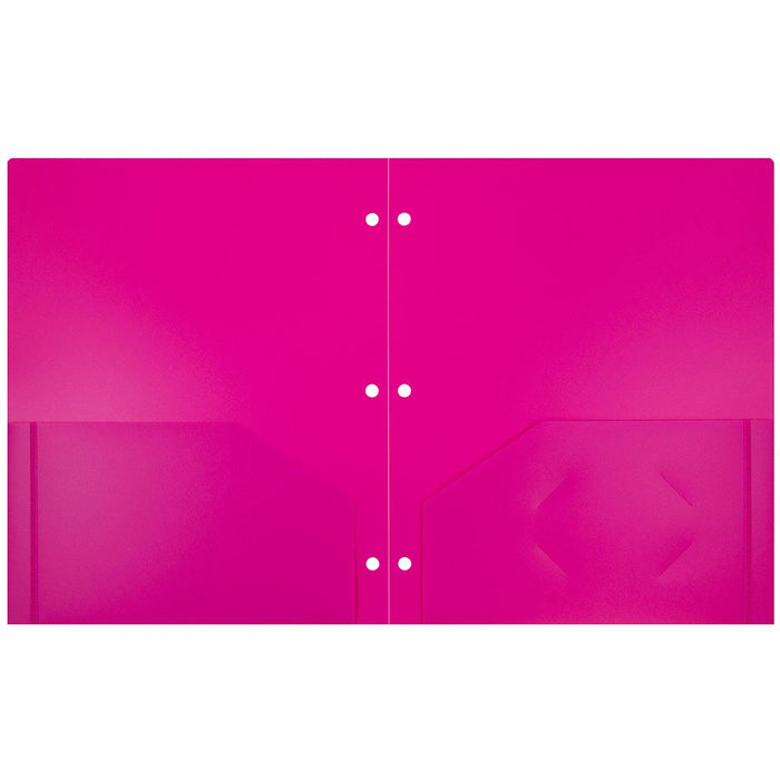 JAM Heavy Duty Plastic 3 Hole Punch School Folders with Pockets, 6 per Pack