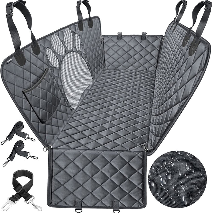 Upgraded Dog Seat Covers with Mesh Visual Window 100% Waterproof Dog Car Seat Cover Nonslip Pet Seat Cover for Back Seat with Storage Pockets, Washable Dog Hammock for Cars Trucks and Suvs