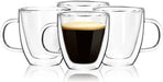 Double Wall Glass Coffee Mugs, (4-Pcak) 16 Ounces-Clear Glass Coffee Cups with Handle,Insulated Coffee Glass,Cappuccino Cups,Tea Cups,Latte Cups,Beverage Glasses Heat Resistant