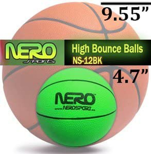 NERO SPORTS High Bounce Ball Rubber Mini Basketball for Kids over 6 and Adults Green Pink Blue Brown