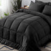 Full Size 7 Pieces Bed in a Bag Bedding Set - Lightweight Black Quilted Comforter Set, All Season Ultra Soft down Alternative Bedding Comforter Set with Comforter, Pillowcase, Flat Sheet, Fitted Sheet