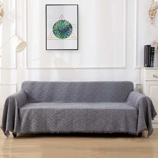 Cotton Geometrical Sofa Cover, Sectional Couch Covers for 3 Cushion Couch Couch Cover Living Room Throws Blankets Sofa Slipcovers, Furniture Protector for Pets (Xx-Large, 71" X 134", Grey)