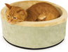 K&H PET PRODUCTS Thermo-Kitty, Heated Cat Bed Large 20 Inches Sage/Tan